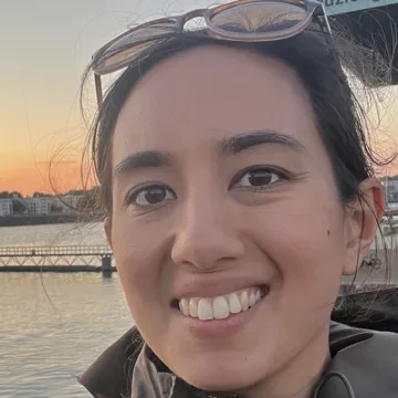 Sam, at dusk in Amsterdam.